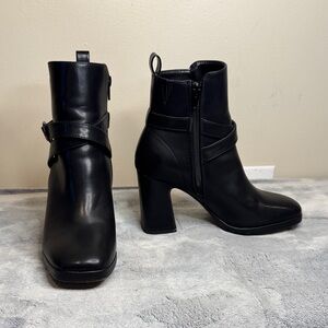 Kensie “Axe” Black Block Heel Booties - Square Toe - Size 6.5